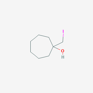 molecular formula C8H15IO B15275442 1-(Iodomethyl)cycloheptan-1-ol 