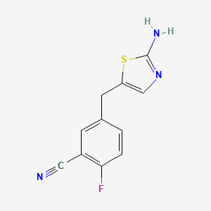 molecular formula C11H8FN3S B1527554 5-[(2-Amino-1,3-thiazol-5-yl)methyl]-2-fluorobenzonitrile CAS No. 1249786-61-5