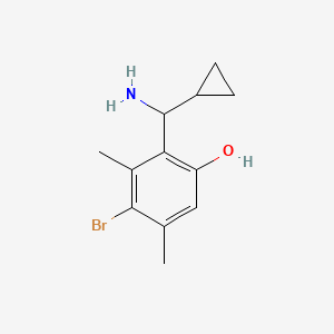 molecular formula C12H16BrNO B15275597 2-[Amino(cyclopropyl)methyl]-4-bromo-3,5-dimethylphenol 