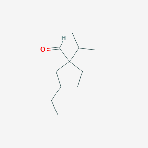 molecular formula C11H20O B15275617 3-Ethyl-1-(propan-2-yl)cyclopentane-1-carbaldehyde 