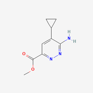 molecular formula C9H11N3O2 B15275626 Methyl 6-amino-5-cyclopropylpyridazine-3-carboxylate 