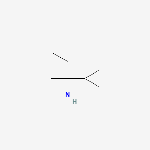 molecular formula C8H15N B15275754 2-Cyclopropyl-2-ethylazetidine 