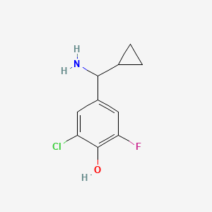 molecular formula C10H11ClFNO B15275811 4-[Amino(cyclopropyl)methyl]-2-chloro-6-fluorophenol 