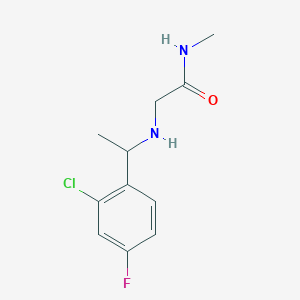 molecular formula C11H14ClFN2O B15275819 2-{[1-(2-chloro-4-fluorophenyl)ethyl]amino}-N-methylacetamide 