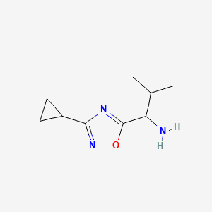 1-(3-Cyclopropyl-1,2,4-oxadiazol-5-yl)-2-methylpropan-1-amine