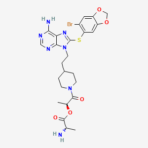 molecular formula C25H30BrN7O5S B15275873 (S)-1-(4-(2-(6-Amino-8-((6-bromobenzo[d][1,3]dioxol-5-yl)thio)-9H-purin-9-yl)ethyl)piperidin-1-yl)-1-oxopropan-2-yl L-alaninate CAS No. 1310540-31-8