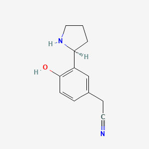 molecular formula C12H14N2O B15275969 (S)-2-(4-Hydroxy-3-(pyrrolidin-2-yl)phenyl)acetonitrile 