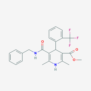 molecular formula C24H23F3N2O3 B015276 Methyl 5-(benzylcarbamoyl)-2,6-dimethyl-4-[2-(trifluoromethyl)phenyl]-1,4-dihydropyridine-3-carboxylate CAS No. 887407-01-4