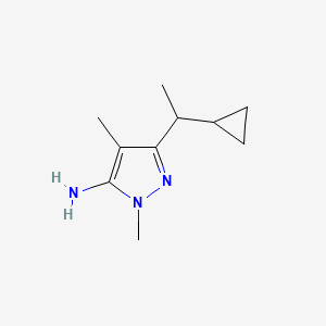 molecular formula C10H17N3 B15276185 3-(1-cyclopropylethyl)-1,4-dimethyl-1H-pyrazol-5-amine 