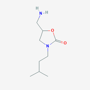 molecular formula C9H18N2O2 B15276214 5-(Aminomethyl)-3-(3-methylbutyl)-1,3-oxazolidin-2-one 