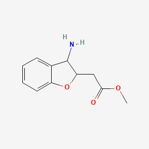 molecular formula C11H13NO3 B15276334 Methyl 2-(3-amino-2,3-dihydro-1-benzofuran-2-yl)acetate 