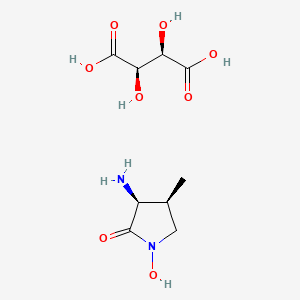 molecular formula C9H16N2O8 B15276362 (3S,4S)-3-Amino-1-hydroxy-4-methylpyrrolidin-2-one(2R,3R)-2,3-Dihydroxysuccinicacidsalt 