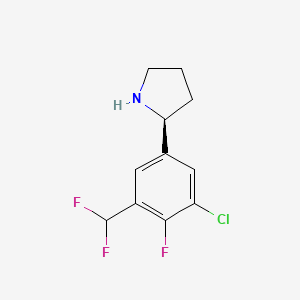 molecular formula C11H11ClF3N B15276412 (S)-2-(3-Chloro-5-(difluoromethyl)-4-fluorophenyl)pyrrolidine 