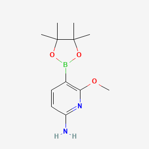molecular formula C12H19BN2O3 B1527657 6-甲氧基-5-(4,4,5,5-四甲基-1,3,2-二氧硼烷-2-基)吡啶-2-胺 CAS No. 1375708-04-5
