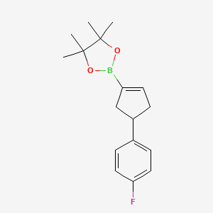 molecular formula C17H22BFO2 B15276591 2-(4-(4-Fluorophenyl)cyclopent-1-en-1-yl)-4,4,5,5-tetramethyl-1,3,2-dioxaborolane 