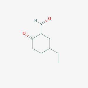 molecular formula C9H14O2 B15276601 5-Ethyl-2-oxocyclohexane-1-carbaldehyde 