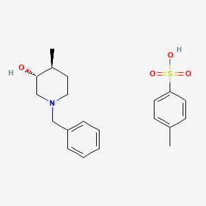 molecular formula C20H27NO4S B15276645 Rel-(3R,4S)-1-benzyl-4-methylpiperidin-3-ol 4-methylbenzenesulfonate 