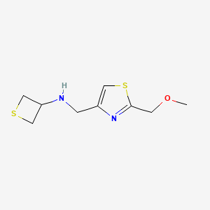 molecular formula C9H14N2OS2 B15276684 N-((2-(Methoxymethyl)thiazol-4-yl)methyl)thietan-3-amine 