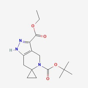 molecular formula C16H23N3O4 B15277040 5'-(tert-Butyl) 3'-ethyl 2',7'-dihydrospiro[cyclopropane-1,6'-pyrazolo[4,3-c]pyridine]-3',5'(4'H)-dicarboxylate 