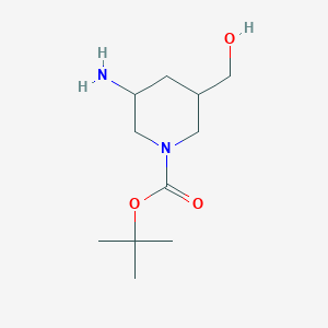 molecular formula C11H22N2O3 B15277044 tert-Butyl 3-amino-5-(hydroxymethyl)piperidine-1-carboxylate 