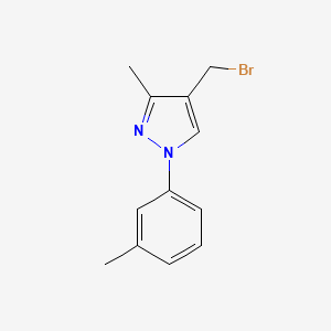 molecular formula C12H13BrN2 B15277062 4-(Bromomethyl)-3-methyl-1-(3-methylphenyl)-1H-pyrazole 