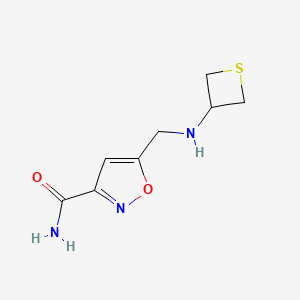 molecular formula C8H11N3O2S B15277065 5-((Thietan-3-ylamino)methyl)isoxazole-3-carboxamide 