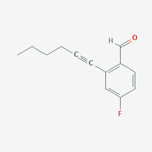 molecular formula C13H13FO B15277070 4-Fluoro-2-(hex-1-yn-1-yl)benzaldehyde 