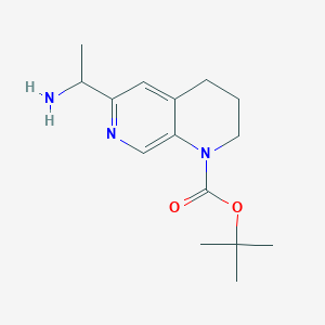 molecular formula C15H23N3O2 B15277145 tert-Butyl 6-(1-aminoethyl)-3,4-dihydro-1,7-naphthyridine-1(2H)-carboxylate 