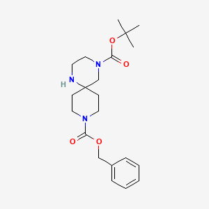 molecular formula C21H31N3O4 B15277159 9-Benzyl 4-(tert-butyl) 1,4,9-triazaspiro[5.5]undecane-4,9-dicarboxylate 