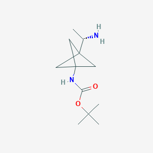 molecular formula C12H22N2O2 B15277205 tert-Butyl (S)-(3-(1-aminoethyl)bicyclo[1.1.1]pentan-1-yl)carbamate 