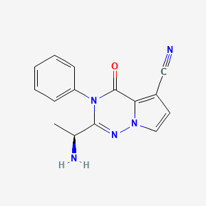 molecular formula C15H13N5O B15277217 (S)-2-(1-Aminoethyl)-4-oxo-3-phenyl-3,4-dihydropyrrolo[2,1-f][1,2,4]triazine-5-carbonitrile 