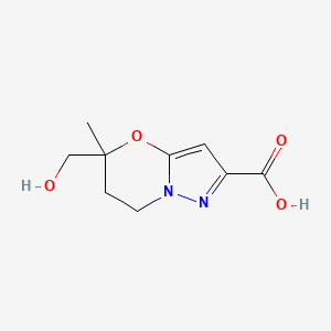 molecular formula C9H12N2O4 B15277286 5-(Hydroxymethyl)-5-methyl-6,7-dihydro-5H-pyrazolo[5,1-b][1,3]oxazine-2-carboxylic acid 