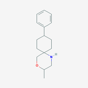 molecular formula C16H23NO B15277299 3-Methyl-9-phenyl-4-oxa-1-azaspiro[5.5]undecane 