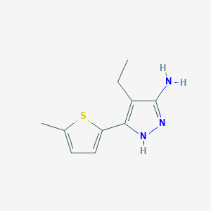 molecular formula C10H13N3S B15277399 4-Ethyl-3-(5-methylthiophen-2-YL)-1H-pyrazol-5-amine 