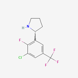 molecular formula C11H10ClF4N B15277475 (R)-2-(3-Chloro-2-fluoro-5-(trifluoromethyl)phenyl)pyrrolidine 