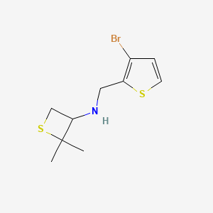 molecular formula C10H14BrNS2 B15277538 N-((3-Bromothiophen-2-yl)methyl)-2,2-dimethylthietan-3-amine 