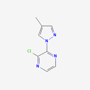 molecular formula C8H7ClN4 B15277569 2-Chloro-3-(4-methyl-1H-pyrazol-1-yl)pyrazine 