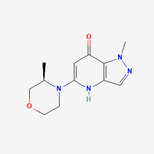 molecular formula C12H16N4O2 B15277644 (R)-1-Methyl-5-(3-methylmorpholino)-1H-pyrazolo[4,3-b]pyridin-7-ol 