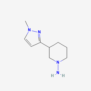 molecular formula C9H16N4 B15277670 3-(1-methyl-1H-pyrazol-3-yl)piperidin-1-amine 