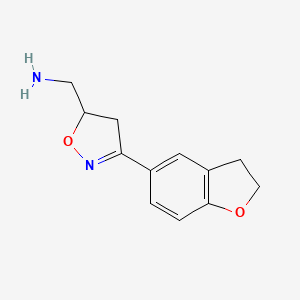 molecular formula C12H14N2O2 B15277726 (3-(2,3-Dihydrobenzofuran-5-yl)-4,5-dihydroisoxazol-5-yl)methanamine 