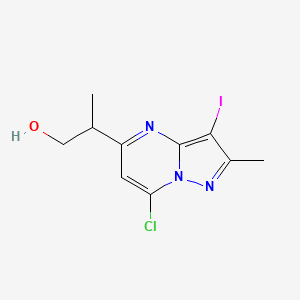 molecular formula C10H11ClIN3O B15277751 2-(7-Chloro-3-iodo-2-methylpyrazolo[1,5-a]pyrimidin-5-yl)propan-1-ol 