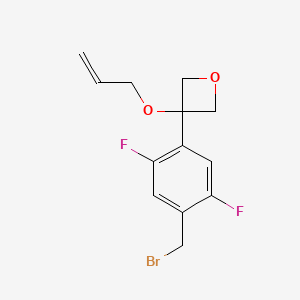 molecular formula C13H13BrF2O2 B15277860 3-(Allyloxy)-3-(4-(bromomethyl)-2,5-difluorophenyl)oxetane 