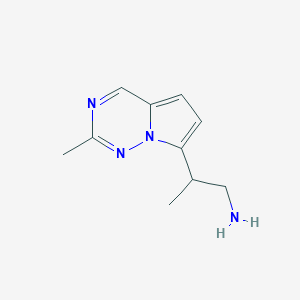 molecular formula C10H14N4 B15277892 2-(2-Methylpyrrolo[2,1-f][1,2,4]triazin-7-yl)propan-1-amine 