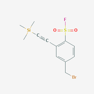 molecular formula C12H14BrFO2SSi B15277914 4-(Bromomethyl)-2-((trimethylsilyl)ethynyl)benzenesulfonyl fluoride 