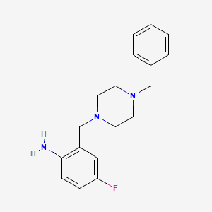 molecular formula C18H22FN3 B1527820 2-[(4-Benzyl-1-piperazinyl)methyl]-4-fluoroaniline CAS No. 1220036-80-5