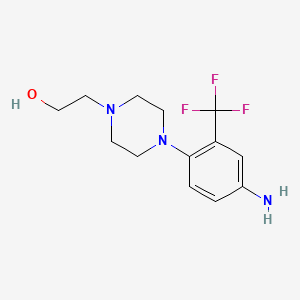 molecular formula C13H18F3N3O B1527830 2-{4-[4-Amino-2-(trifluoromethyl)phenyl]-1-piperazinyl}-1-ethanol CAS No. 1183251-84-4