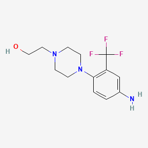 molecular formula C13H18F3N3O B1527830 4-アミノ-2-(トリフルオロメチル)フェニル]-1-ピペラジニル}-1-エタノール CAS No. 1183251-84-4