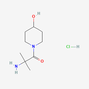 molecular formula C9H19ClN2O2 B1527831 2-Amino-1-(4-hydroxy-1-piperidinyl)-2-methyl-1-propanone hydrochloride CAS No. 1220033-45-3