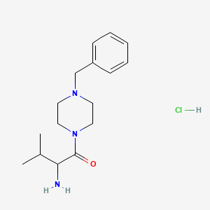 molecular formula C16H26ClN3O B1527843 2-Amino-1-(4-benzyl-1-piperazinyl)-3-methyl-1-butanone hydrochloride CAS No. 1236259-19-0