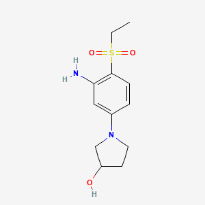 molecular formula C12H18N2O3S B1527846 1-[3-Amino-4-(ethylsulfonyl)phenyl]-3-pyrrolidinol CAS No. 1220021-65-7